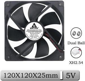 1 Pcs DC 5V 120x120x25mm 12cm 0.2A Dual Ball PC Brushless Cooling Fan 120mmX25mm 12025S 120mm 2Pin CPU Case Cooler