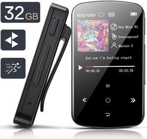 32GB HiFi Lossless Sound Bluetooth MP3 Player Clip Music Voice Recorder FM Radio