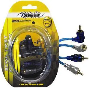XSCORPION STP6 RCA CABLE 6' RIGHT ANGLE BLUE/PLATINUM TWISTED