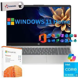 HP 17 Home & Business Laptop,17.3" HD+(1600 x 900) , Intel Core i3-N305 (Beat Ryzen 5 7520U) 16GB  RAM, 256GB SSD, Webcam, Bluetooth, Wi-Fi, MS Office License  Windows 11 Home/XTREDURA FLASH Drive
