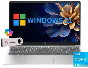 HP 17 Home & Business Laptop,17.3" HD+ (1600 x 900) , Intel Core i3-N305 (Beat Ryzen 5 7520U) 8GB  RAM, 256GB SSD, Webcam, Bluetooth, Wi-Fi,Windows 11 Pro/XTREDURA FLASH Drive