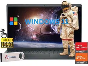 Dell Inspiron 3000 Home & Business Laptop Notebook ,15.6" FHD Touch Display,AMD Ryzen 7 7730U (Beat I5-1235U),16GB RAM,256GB SSD, Webcam, Bluetooth, Wi-Fi, Windows 11 Home/XTREDURA FLASH Drive