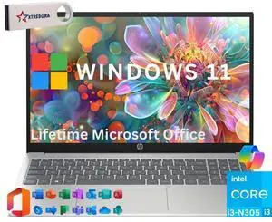 HP 17 Home & Business Laptop,17.3" HD+ (1600 x 900) , Intel Core i3-N305 (Beat Ryzen 5 7520U) 32GB  RAM, 1TB SSD, Webcam, Bluetooth, Wi-Fi, MS Office Lifetime Windows 11 Pro/XTREDURA FLASH Drive