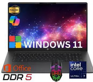 HP OmniBook 3 AI PC Laptop 17.3" FHD IPS Display Intel Ultra 7 255U Up to 5.2GHz 12 Core, 32GB DDR5, 1TB SSD, Wi-Fi 7, Life Time Office Windows 11 Home/ LED Mouse HP OmniBook 3 AI PC Laptop 17.3" FHD IPS Display Intel Ultra 7 255U Up to 5.2GHz 12 Core, 32GB DDR5, 1TB SSD, Wi-Fi 7, Life Time Office Windows 11 Home/ LED Mouse