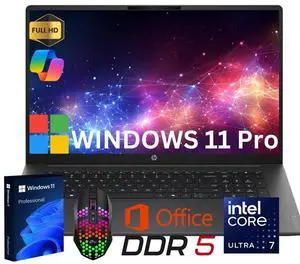 HP OmniBook 3 AI PC Laptop 17.3" FHD IPS Display Intel Ultra 7 255U Up to 5.2GHz 12 Core, 16GB DDR5, 1TB SSD, Wi-Fi 7, Life Time Office Windows 11 Pro/ LED Mouse HP OmniBook 3 AI PC Laptop 17.3" FHD IPS Display Intel Ultra 7 255U Up to 5.2GHz 12 Core, 16GB DDR5, 1TB SSD, Wi-Fi 7, Life Time Office Windows 11 Pro/ LED Mouse