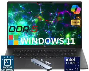 HP 17 Business AI PC Laptop 17.3" FHD IPS Display Intel Ultra 7 255U (Beats i7-13620H)Up to 5.2GHz 12 Core, 16GB DDR5, 512GB SSD, Wi-Fi 7,Backlit keyboard, Windows 11 Home/HUB HP 17 Business AI PC Laptop 17.3" FHD IPS Display Intel Ultra 7 255U (Beats i7-13620H)Up to 5.2GHz 12 Core, 16GB DDR5, 512GB SSD, Wi-Fi 7,Backlit keyboard, Windows 11 Home/HUB