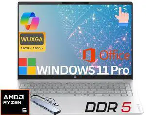 HP 16 Business AI PC Laptop 16" FHD+ Touch Display,AMD Ryzen5 40 Up to 4.3GHz 4 Core, 8GB DDR5, 256GB SSD, Wi-Fi,Lifetime Office,Windows 11 Pro/ Hub HP 16 Business AI PC Laptop 16" FHD+ Touch Display,AMD Ryzen5 40 Up to 4.3GHz 4 Core, 8GB DDR5, 256GB SSD, Wi-Fi,Lifetime Office,Windows 11 Pro/ Hub