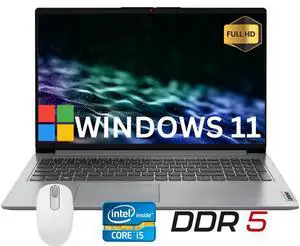 Lenovo Ideapad Slim 3i 15.6" Full HD Business&Home Laptop, 13th Intel Core i5-1335U Upto 4.6GHz, 16GB DDR5 RAM, 256GB PCle SSD, Windows 11 Home, Grey/Mouse Lenovo Ideapad Slim 3i 15.6" Full HD Business&Home Laptop, 13th Intel Core i5-1335U Upto 4.6GHz, 16GB DDR5 RAM, 256GB PCle SSD, Windows 11 Home, Grey/Mouse