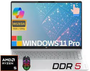 HP OmniBook3 16 AI PC Laptop 16" FHD+ Touchscreen AMD Ryzen 5 40 (Up to 4.3GHz 4 Core), 8GB DDR5,1TB SSD,AMD Radeon 610M, Windows 11 Pro/ LED Mouse HP OmniBook3 16 AI PC Laptop 16" FHD+ Touchscreen AMD Ryzen 5 40 (Up to 4.3GHz 4 Core), 8GB DDR5,1TB SSD,AMD Radeon 610M, Windows 11 Pro/ LED Mouse