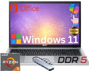Acer Aspire 3 15 15.6" Full HD Touch Business Laptop AMD Ryzen 5 7520U (Beat intel i7-1355U) 16GB DDR5 RAM 256GB SSD Wi-Fi 6 BT 5.1 HDMI 2.1Lifetime MS Office Windowss 11 Home Silver Acer Aspire 3 15 15.6" Full HD Touch Business Laptop AMD Ryzen 5 7520U (Beat intel i7-1355U) 16GB DDR5 RAM 256GB SSD Wi-Fi 6 BT 5.1 HDMI 2.1Lifetime MS Office Windowss 11 Home Silver