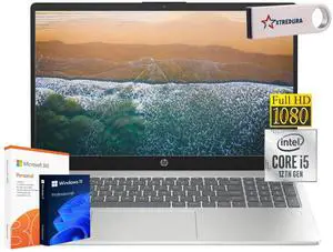 HP 15 Home & Business Laptop Full HD (1920 x1080) Intel i5-1235U 10-Core,12GB RAM,2TB SSD,Up to 4.4 GHZ, 15",Wifi, Bluetooth, Webcam, Silver, Windows 11 Home Office 365/XTREDURA FLASH DRIVE