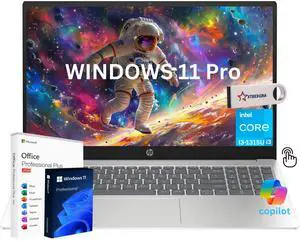 HP 15.6 HD Touchscreen Business&Home  Laptop - with Microsoft Office Lifetime License,13th Generation Intel core i3-1315U 6-Core Processor 24GB RAM, 256 GB PCIe SSD Windows 11 Pro/Xtredura Flash Drive