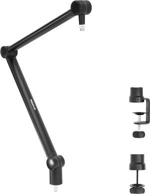 MOUNT-IT! Adjustable Microphone Boom Arm [3/8 to 5/8 Screw Adapter] Suspension Scissor Mic Stand, Desk Mount For Blue Snowball, Yeti, & Other Studio and Gaming Microphones (With Cable Management)