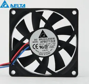 2pcs AFB0712LB DC12V 0.14A 70x70x15mm 3-wire Server Cooling Fan Square Fan