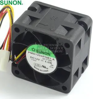 SUNON  4028 PMD1204PQB1-A 12V 4W double ball bearing fan server fans 40*40*28MM