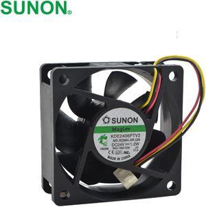 SUNON 60*60*25MM DC24V 1.2W 6CM KDE2406PTV2 silent frequency converter cooling fan 10pcs/lot
