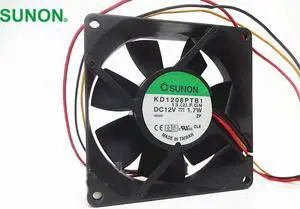 KD1208PTB1 8025 12V 1.7W 2 wire 8CM double ball fan cooling fan SUNON