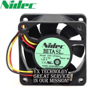 Nidec  D06T-12P3S2 AJ 6025 0.3A three -line speed ball bearing cooling fan  Nidec 60*60*25mm