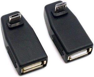 2pcs 90 Degree Up & Down Right Angled Micro USB Type B to USB Female OTG Adapter