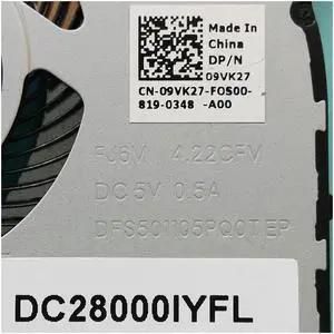 New Original CPU cooling fan for Dell Latitude 5580 laptop cpu fan cooler 09VK27 DFS501105PQ0T FJ6M 4.22CFM DC5V 0.5A