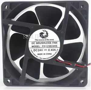 FD123824HS DC 24V 0.4A 2 Wires 12038 12cm 120*120*38mm Inverter Cooling Fan