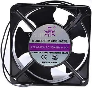 GH12038HA2SL Oil Sleeve Bearing Fan AC 220V-240V 0.14A 23W\/21W 2900RPM 12038 12CM 120*120*38mm 2 Wires GH12038HA2SL Oil Sleeve Bearing Fan AC 220V-240V 0.14A 23W\/21W 2900RPM 12038 12CM 120*120*38mm 2 Wires