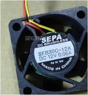 For SEPA SFB30C-12A DC 12V 0.06A 30x30x12mm 3-Wire Server Cooler Fan