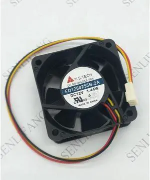For FD1260255B 2A DC12V 1.44W 3pin 3wire 6025 60X60X25MM Cooling Fan For FD1260255B 2A DC12V 1.44W 3pin 3wire 6025 60X60X25MM Cooling Fan