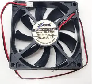 For XIFAN RDH8015B DC 12V 0.17A 80x80x15mm 2-Wire Server Cooling Fan NEW