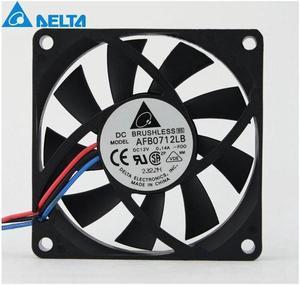 2pcs AFB0712LB DC12V 0.14A  70x70x15mm 3-wire Server Cooling Fan Square Fan