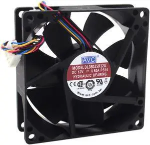 AVC orginal 8025 8CM wind capacity 12V 0.5A DL08025R12U PWM intelligent fan speed control 80*80*25mm 10pcs\/lot AVC orginal 8025 8CM wind capacity 12V 0.5A DL08025R12U PWM intelligent fan speed control 80*80*25mm 10pcs\/lot