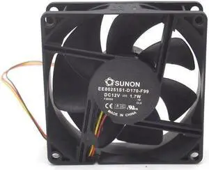 Cooling fan EE80251S1-D170-F99 DC 12V 1.7W 3-pin 3-pin connector 80mm 80x80x25mm  Server Square fan