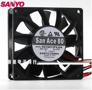 New 9GV0812P4J04 8025 12V 0.47A double ball-4-wire radiator fan air volume for  80*80*25mm
