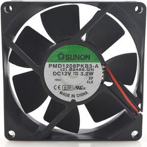2pcs PMD1208PKB3-A 8025 12V 3.2W 8CM dual ball bearing cooling fan  80*80*25mm