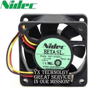Nidec  New D06T-12P3S2 AJ 6025 0.3A three -line speed ball bearing cooling fan for Nidec  60*60*25mm