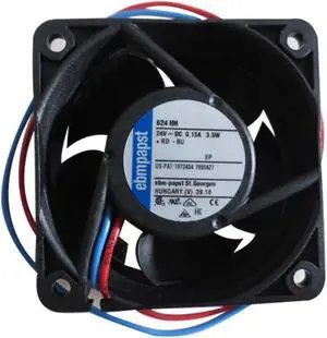 Ebmpapst 624HH cooling fan, size 60 x 60 x 25mm 24 V DC, air flow 56m3/h, 8200rpm