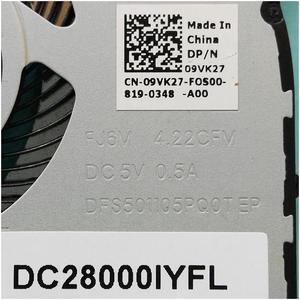 New Original CPU cooling fan for Dell Latitude 5580 laptop cpu fan cooler 09VK27 DFS501105PQ0T FJ6M 4.22CFM DC5V 0.5A