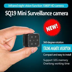SQ19 HD Surveillance Camera 32GB, Small Camera Sports DV, Mini Spy Camera, Mini Hidden Camera with Night Vision Motion Detection