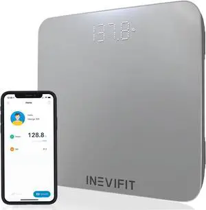 INEVIFIT Smart Premium Bathroom Scale with Bluetooth and Free Tracking INEVIFIT APP 11.8 x 11.8 inch