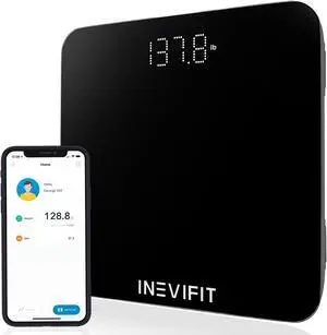 INEVIFIT Smart Premium Bathroom Scale with Bluetooth and Free Tracking INEVIFIT APP 11.8 x 11.8 inch