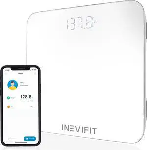 INEVIFIT Smart Premium Bathroom Scale with Bluetooth and Free Tracking INEVIFIT APP 11.8 x 11.8 inch