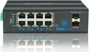 Silarius SIL-SW8POE1G Gigabit Industrial 8 Port POE Switch Gigabit 2 Fiber Port