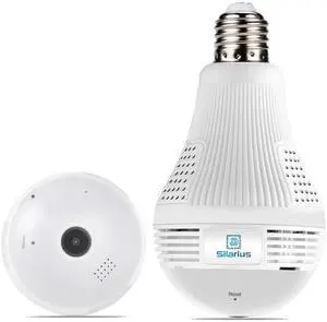 Silarius SIL-FISHBULB3MP 3MP WiFi, bulb fish-eye Camera, app (IC See) , TF card, 2-Way Audio , app can switch bulb on - 1.29mm lens (SILVER COLOR)