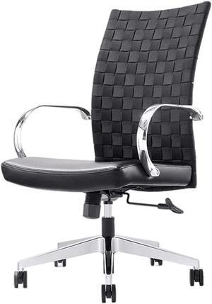 GM Seating Weeve Office Chair - High Back Adjustable Swivel Desk Chair for Home or Office - Leather Executive Office Chair with Aluminum Arms & Base - Black