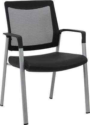GM Seating Ever Guest Chair - Mesh Back Stacking Chairs with Fabric Seat - Ergonomic Chair with Lumber Support for Home Office School Church - Comfortable Reception Chairs - Black