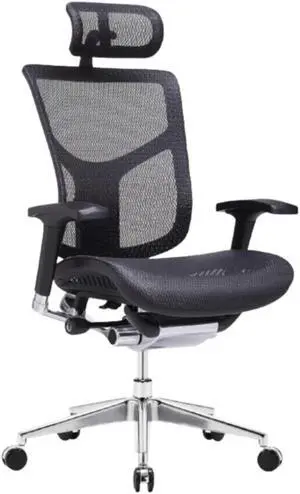 GM Seating Dreem XL Ergonomic Office Chair - Matrex-2 Mesh Hi Back Executive Desk Chair - Chrome Base with Headrest Modern Comfortable Desk Chair for Home and Office - 4D Adjustable Armrest  Black