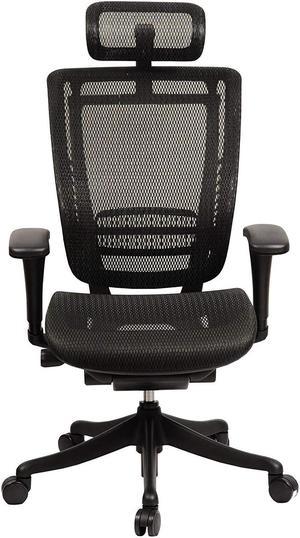 GM Seating Enklave Black Mesh Executive Hi Swivel Chair with Headrest, Black Frame & Base - OEM