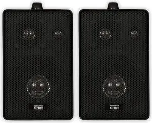 Acoustic Audio 251B Indoor Outdoor 3 Way Speakers 400 Watt Black Pair New