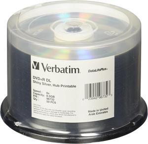 Verbatim DVD+R DL 8.5 GB 8X DataLifePlus Shiny Silver Silk Screen Printable, 50 Disc Spindle 96732