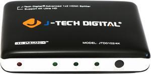 J-Tech Digital JTD0102/4K J-Digital Most Advanced 2 Ports HDMI 1X2 Powered Splitter, Support Ultra HD 4K 3840 A 2160 Resolution and 3D